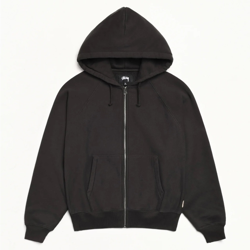 Pre-Owned Stüssy Men’s Black Full Zip Hoodie – Minimalist Street Style